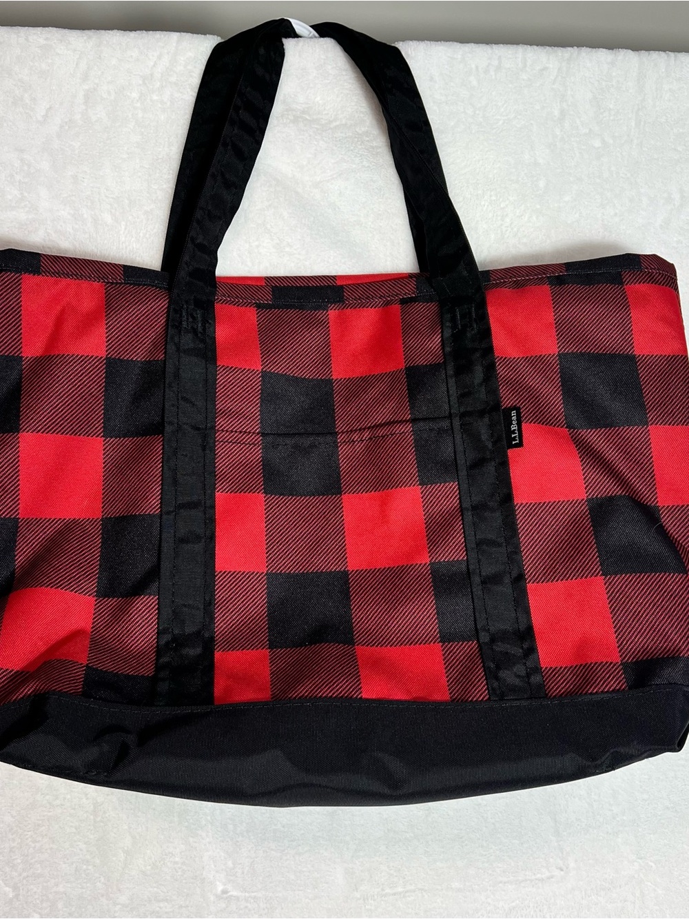 L.L. Bean Red and Black Buffalo Plaid Tote